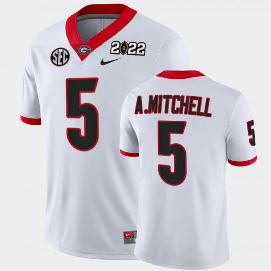 #5 Adonai Mitchell College Football UGA 2021 CFP National Champions Mens White Jersey 547371-498