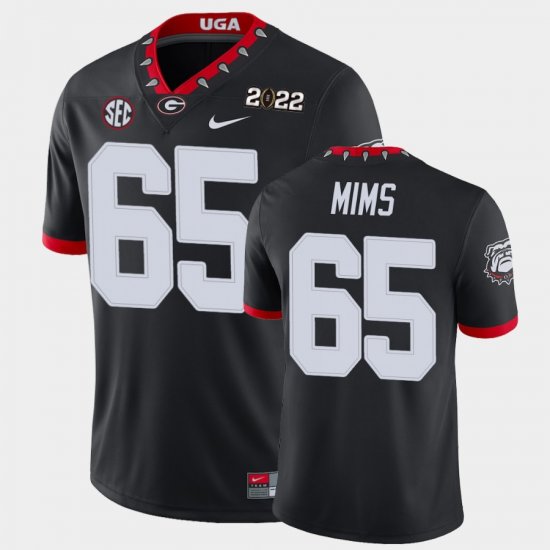 #65 Amarius Mims 2021 National Champions University of Georgia Game Men\'s Black Jersey 929329-801