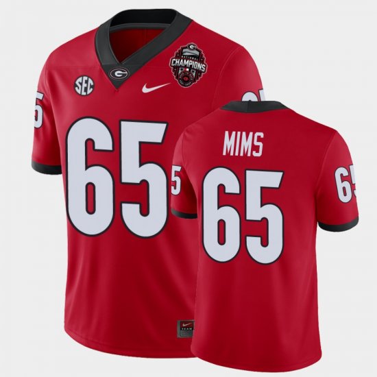 #65 Amarius Mims 2022 National Champions University of Georgia Men\'s Red Jersey 481499-811