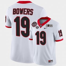 #19 Brock Bowers College Football Georgia 2021-22 CFP National Champions Men White Jersey 412606-256 #19 Brock Bowers College Football Georgia 2021-22 CFP National Champions Men White Jersey 412606-256