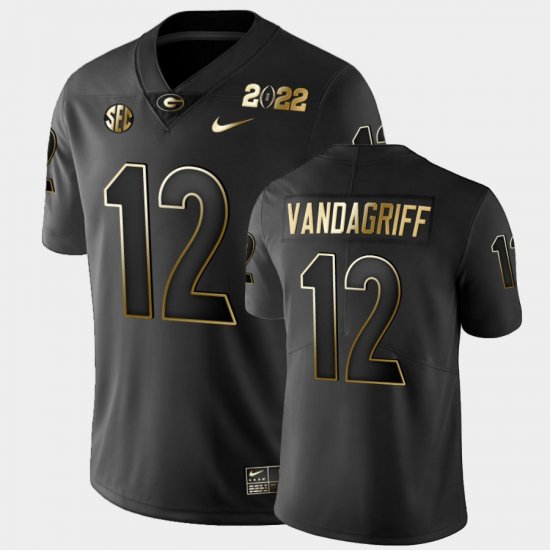 #12 Brock Vandagriff 2021 National Champions UGA Bulldogs Golden Men\'s Black Jersey 898529-792