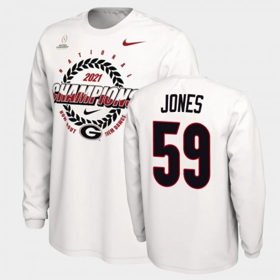 #59 Broderick Jones 2021 National Champions University of Georgia Expression Men White T-Shirt 815277-436