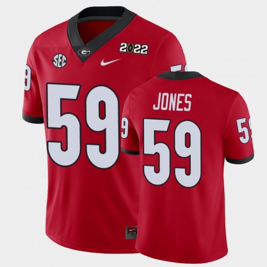 #59 Broderick Jones 2021 National Champions Georgia Bulldogs Game Men\'s Red Jersey 804186-715