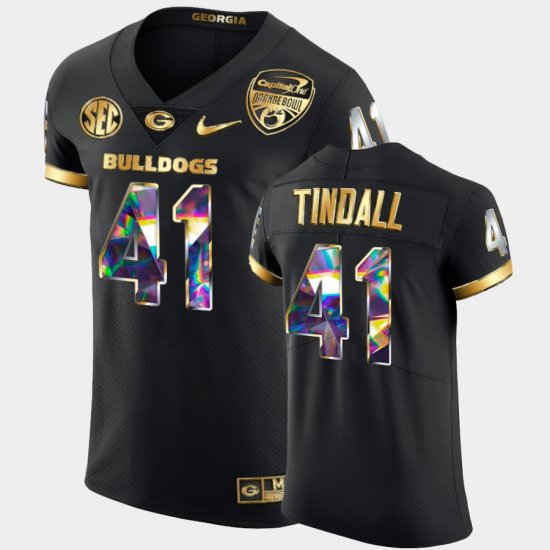 #41 Channing Tindall 2021 Orange Bowl UGA Bulldogs Golden Diamond Edition Men\'s Black Jersey 993771-736