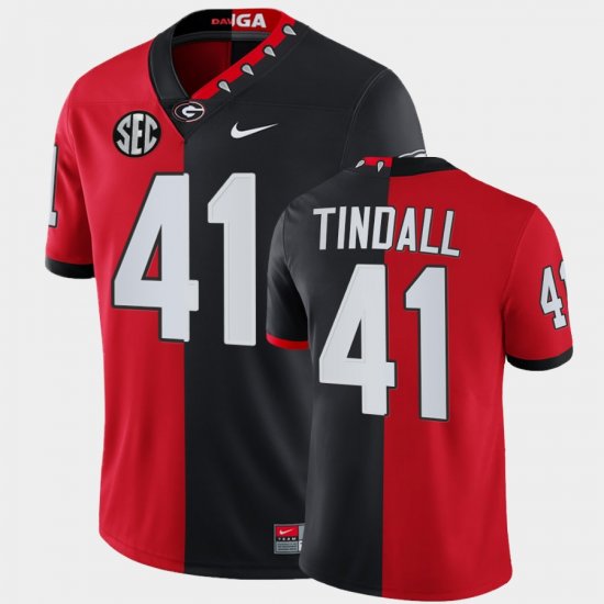 #41 Channing Tindall Split Edition UGA Bulldogs Mascot 100th Anniversary Men\'s Red Black Jersey 490417-770