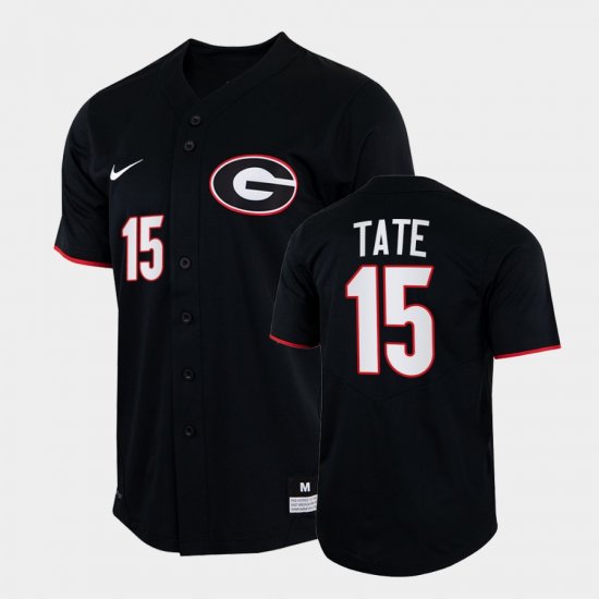 #15 Cole Tate College Baseball Georgia 2022 Full-Button Mens Black Jersey 419401-926