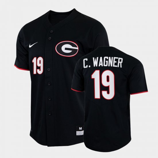 #19 Cole Wagner College Baseball UGA Bulldogs 2022 Full-Button Men\'s Black Jersey 378194-819