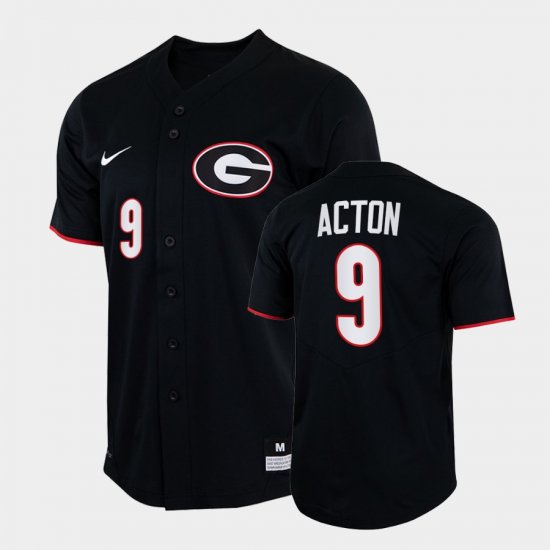 #9 Corey Acton College Baseball UGA 2022 Full-Button Men Black Jersey 816998-450