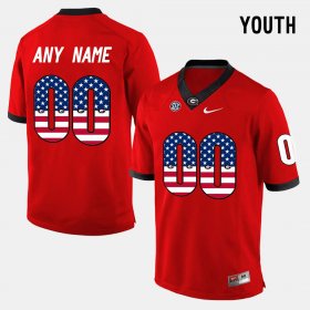 #00 Custom US Flag Fashion University of Georgia Youth Red Jersey 228594-610 #00 Custom US Flag Fashion University of Georgia Youth Red Jersey 228594-610