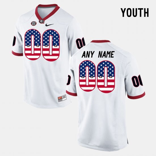 #00 Custom US Flag Fashion Georgia Bulldogs Youth White Jersey 620828-915