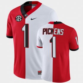 #1 George Pickens College Football UGA Bulldogs Split Edition Men's Red White Jersey 664629-555