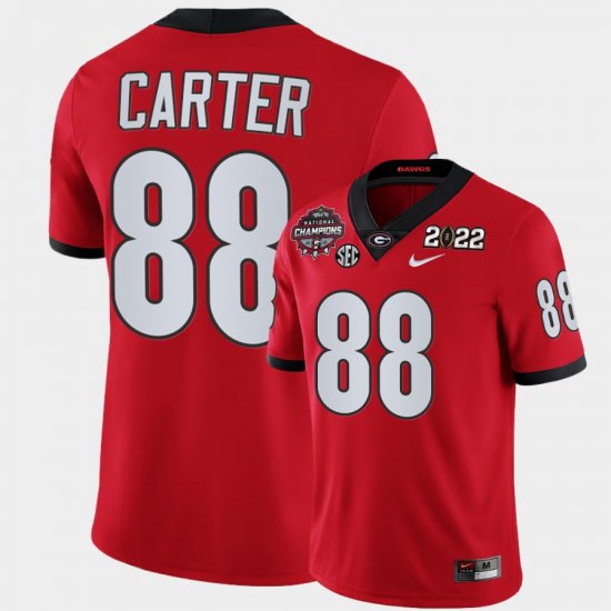 #88 Jalen Carter College Football UGA 2021-22 CFP National Champions Men Red Jersey 477076-688