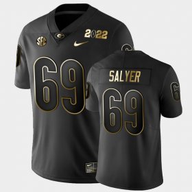 #69 Jamaree Salyer 2021 National Champions University of Georgia Golden Men Black Jersey 422619-276