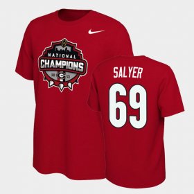 #69 Jamaree Salyer 2021 National Champions Georgia Bulldogs Celebration Men Red T-Shirt 697055-962 #69 Jamaree Salyer 2021 National Champions Georgia Bulldogs Celebration Men Red T-Shirt 697055-962