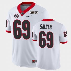 #69 Jamaree Salyer 2021 National Champions Georgia Bulldogs Game Men's White Jersey 127169-201