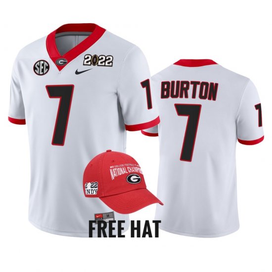 #7 Jermaine Burton College Football Georgia Bulldogs 2021 Orange Bowl Champions CFP Men White Jersey 718820-863