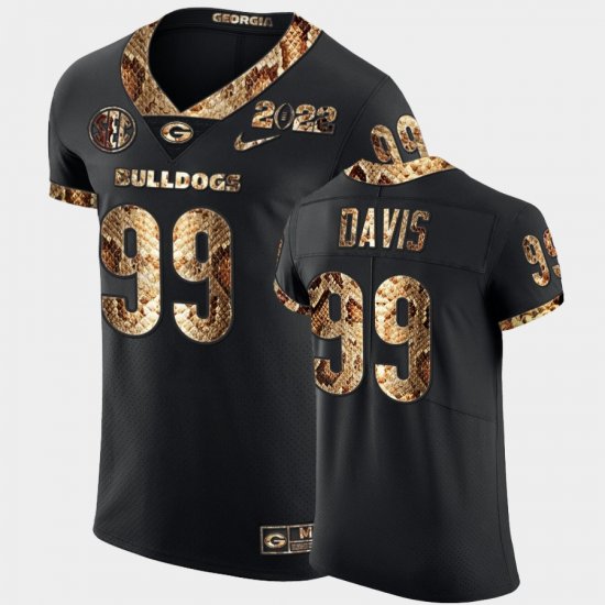 #99 Jordan Davis College Football University of Georgia 2022 Playoff Python Skin Men Black Jersey 608324-507