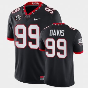 #99 Jordan Davis College Football UGA Block Number Font 100th Anniversary Men Black Jersey 490387-135