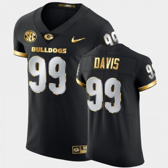 #99 Jordan Davis College Football UGA Golden Edition Mens Black Jersey 688427-487