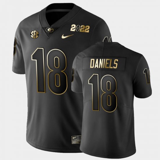 #18 JT Daniels 2021 National Champions UGA Golden Mens Black Jersey 243569-487