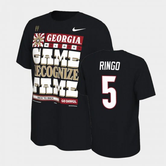 #5 Kelee Ringo 2022 National Champions Georgia Bulldogs Men Black T-Shirt 191330-892