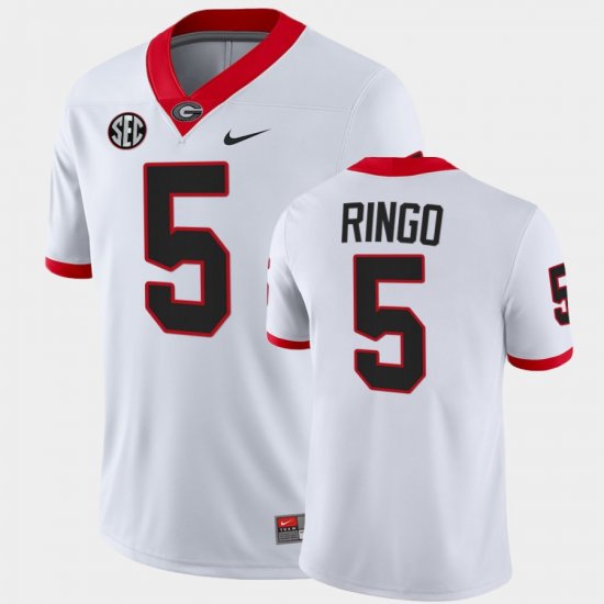 #5 Kelee Ringo College Football UGA Block Number Font Football Men\'s White Jersey 791665-447