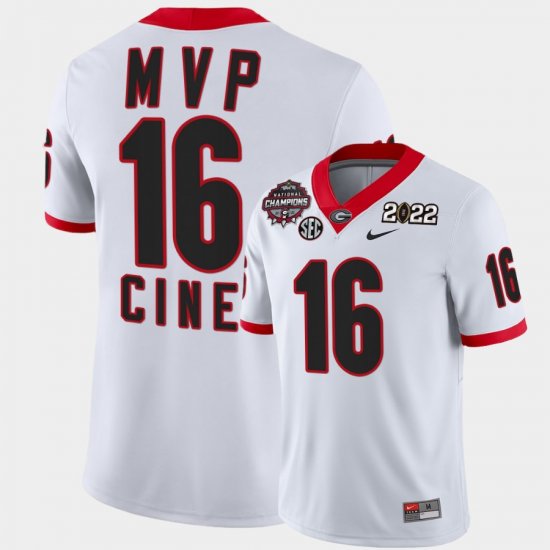 #16 Lewis Cine College Football UGA 2021-22 CFP National Champions MVP Mens Red Jersey 725974-568