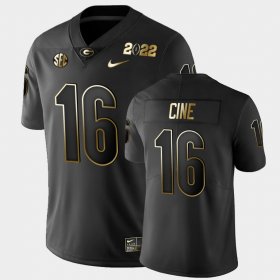 #16 Lewis Cine 2021 National Champions UGA Golden Men's Black Jersey 649564-980