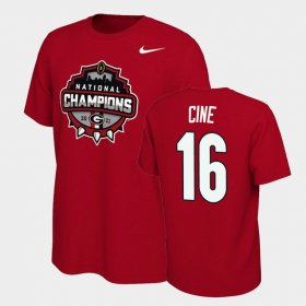 #16 Lewis Cine 2021 National Champions University of Georgia Celebration Men's Red T-Shirt 980391-857 #16 Lewis Cine 2021 National Champions University of Georgia Celebration Men's Red T-Shirt 980391-857