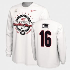 #16 Lewis Cine 2021 National Champions Georgia Bulldogs Expression Mens White T-Shirt 963031-255 #16 Lewis Cine 2021 National Champions Georgia Bulldogs Expression Mens White T-Shirt 963031-255