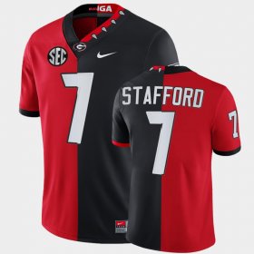 #7 Matthew Stafford Split Edition Georgia Bulldogs 100th Season NFL Alumni Men's Red Black Jersey 653400-542