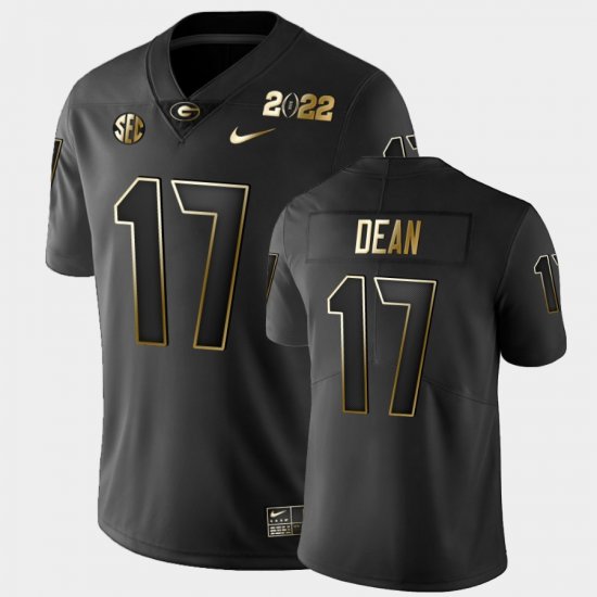 #17 Nakobe Dean 2021 National Champions Georgia Golden Men\'s Black Jersey 527550-957