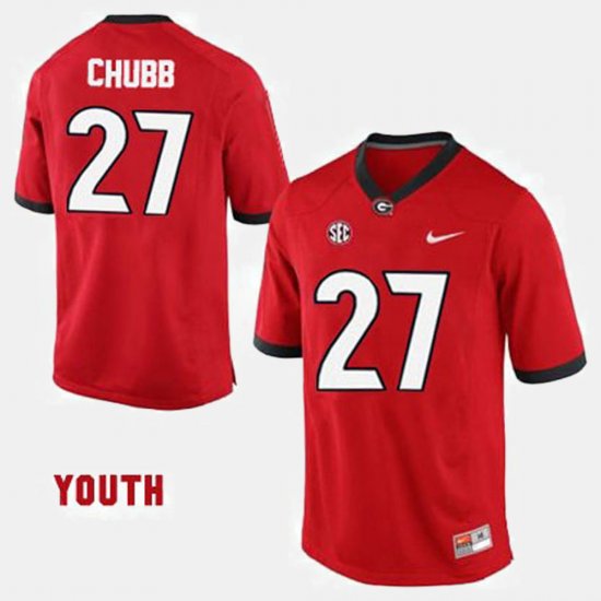 #27 Nick Chubb College Football UGA Bulldogs Youth Red Jersey 165644-420