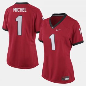 #1 Sony Michel College Football University of Georgia Women Red Jersey 638222-843