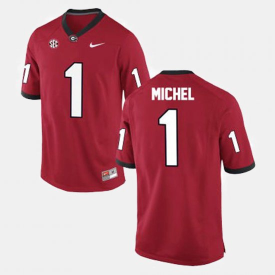 #1 Sony Michel College Football University of Georgia Mens Red Jersey 980422-738