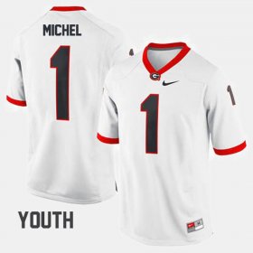 #1 Sony Michel College Football University of Georgia Youth White Jersey 608108-765