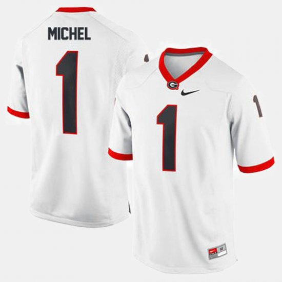 #1 Sony Michel College Football University of Georgia Men White Jersey 580356-581