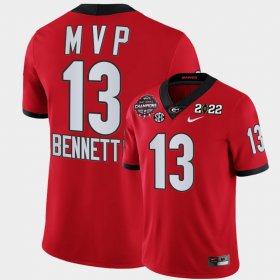 #13 Stetson Bennett College Football Georgia Bulldogs 2021-22 CFP National Champions MVP Men's Red Jersey 217403-124 #13 Stetson Bennett College Football Georgia Bulldogs 2021-22 CFP National Champions MVP Men's Red Jersey 217403-124