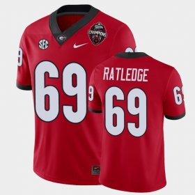 #69 Tate Ratledge 2022 National Champions University of Georgia Men Red Jersey 321029-291