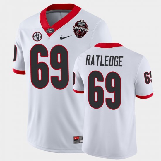 #69 Tate Ratledge 2022 National Champions University of Georgia Mens White Jersey 465188-472