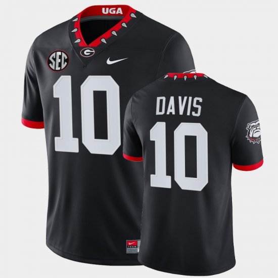 #10 Thomas Davis UGA Bulldogs Mascot 100th Anniversary Alumni Mens Black Jersey 112860-608