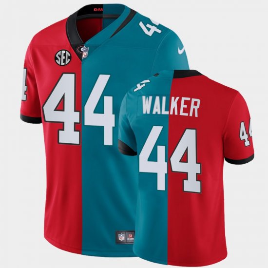 #44 Travon Walker 2022 NFL Draft UGA Split Limited Men Red Teal Jersey 491645-155