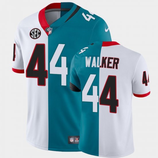 #44 Travon Walker 2022 NFL Draft Georgia Bulldogs Split Limited Men White Teal Jersey 496313-677