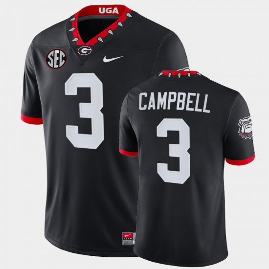 #3 Tyson Campbell Georgia Bulldogs Mascot 100th Anniversary Alumni Mens Black Jersey 890615-345