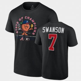 #7 Dansby Swanson Georgia x Atlanta Braves 2021 State of Champions Peach Men's Black T-Shirt 334836-821 #7 Dansby Swanson Georgia x Atlanta Braves 2021 State of Champions Peach Men's Black T-Shirt 334836-821