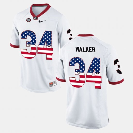 #34 Herchel Walker US Flag Fashion Georgia Men\'s White Jersey 150053-152