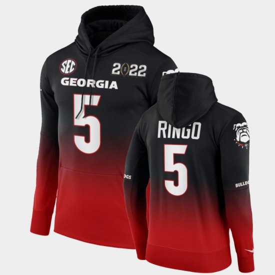 #5 Kelee Ringo College Football UGA Bulldogs 2021 National Champions Color Crash Men\'s Black Red Hoodie 752891-690