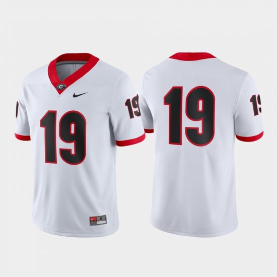 #19 Game Georgia Bulldogs Men White Jersey 295933-688