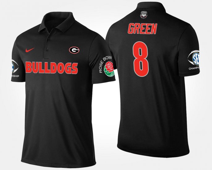 #8 A.J. Green Bowl Game UGA Bulldogs Southeastern Conference Rose Bowl Name and Number Men\'s Black Polo 564506-875