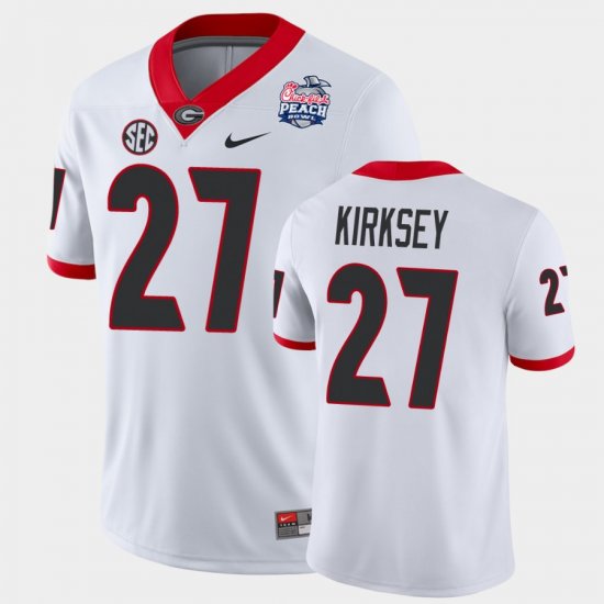 #27 Austin Kirksey 2021 Peach Bowl UGA College Football Men\'s White Jersey 418564-986